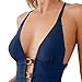 Women's Backless Criss-Cross Swimsuit One Piece Bathing Suits Stretch Deep V-Neck Beach Monokini Swimwear 2026 Blue