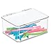 mDesign Plastic Cosmetic Storage Organizer Box Containers with Hinged Lid for Bedroom, Bathroom Vanity Shelf or Cabinet, Holds Masks, Palettes, Lotion, or Nail Polish, Lumiere Collection, Clear