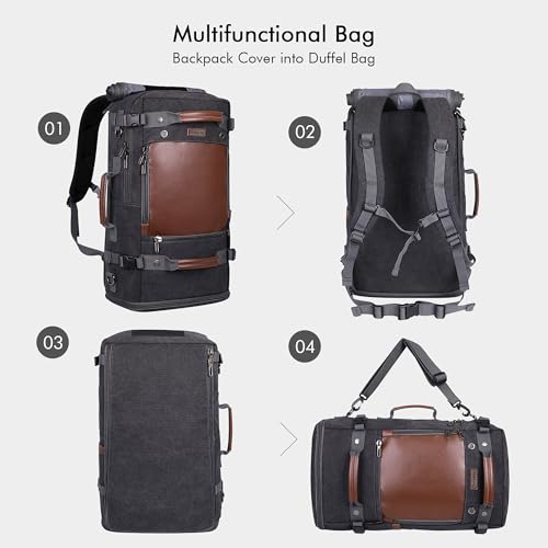 Image of WITZMAN Travel Backpack for Men Carry on Luggage Backpack Large Man Canvas Rucksack with Shoe Compartment