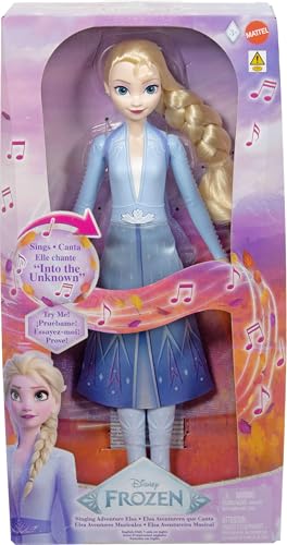 Mattel Disney La Reine des Neiges Elsa Poupée chantante mode aventure chantante dans des vêtements signatures, chante « Into The Unknown » du film Disney...