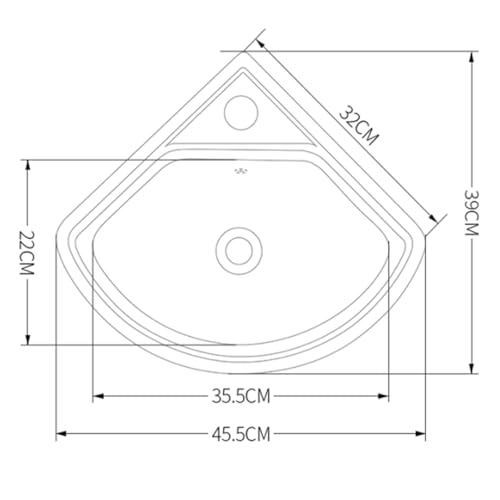 Évier triangulaire compact en acier inoxydable noir mat de qualité supérieure - 3