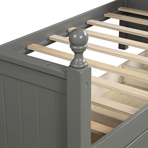 Majnesvon Twin Size Wood Daybed With Three Storage Drawers, Wooden Sofa Bed For Teens, Guests, No Box Spring Needed (Gray) #TOP6