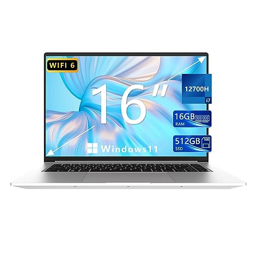 FUNYET 16 pollici PC Portatile, i7 12700H Notebook Gioco 2.5K 60Hz Full HD IPS Display 16GB LPDDR4 512GB PCIE SSD Windows 11 Pro Laptop, HDMI, WiFi 6, USB3.0, BT5.2 (A6)