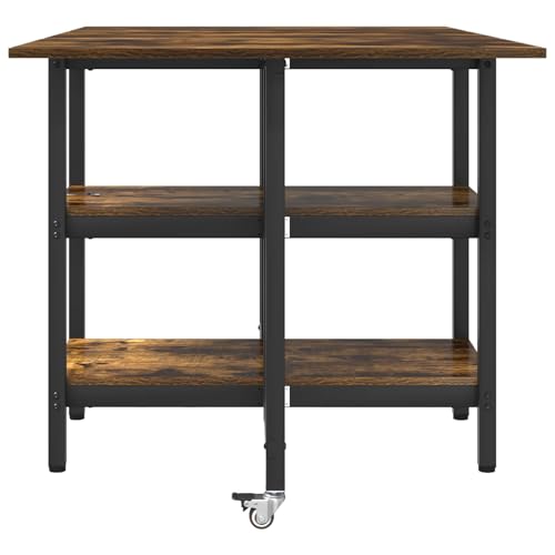 Table à manger chêne fumé 122 cm : modèle pliable et mobile sur roues - 7