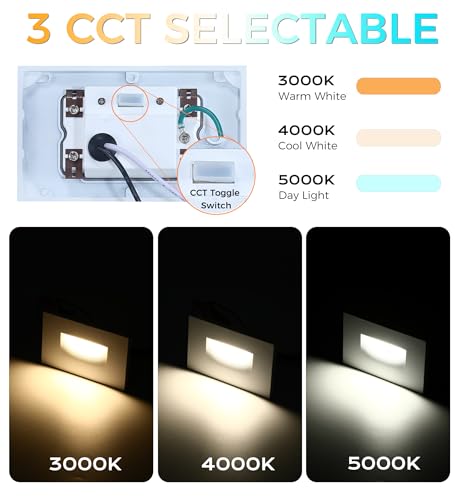 image for CLOUDY BAY 3 Color 120V Dimmable LED Indoor Outdoor Step Light,3000K/4