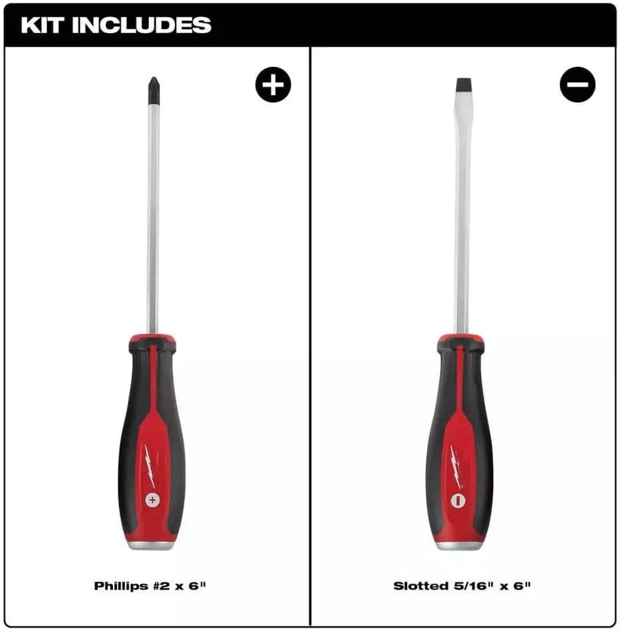 48-22-2702 For Milwaukee - 2 PC Tough Durable Demolition Screwdriver Set,Length14.35 in