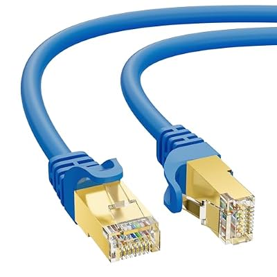 Olialia Cat 7 RJ-45 Ethernet Network Patch Cable - 10ft, Stranded, 600MHz, 26AWG, Pure Bare Copper, Flexboot Shielded Category 7 Ethernet Cable, Light Blue