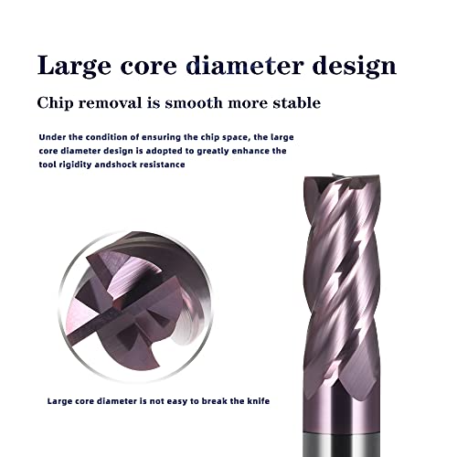 Image of XJL Carbide End Mills Set Tungsten Steel Milling Cutter 4 Flutes Nano Coating HRC 55