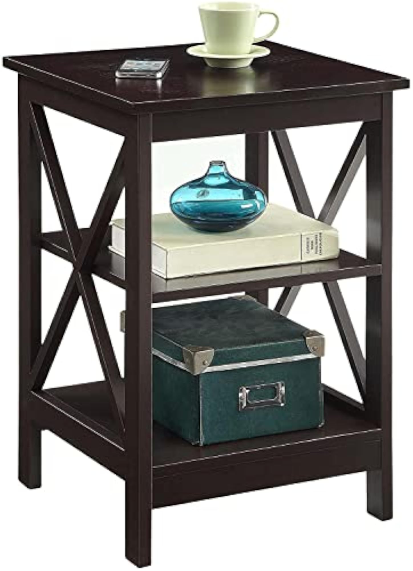 Modern Nightstands with X-Design and Storage Shelf