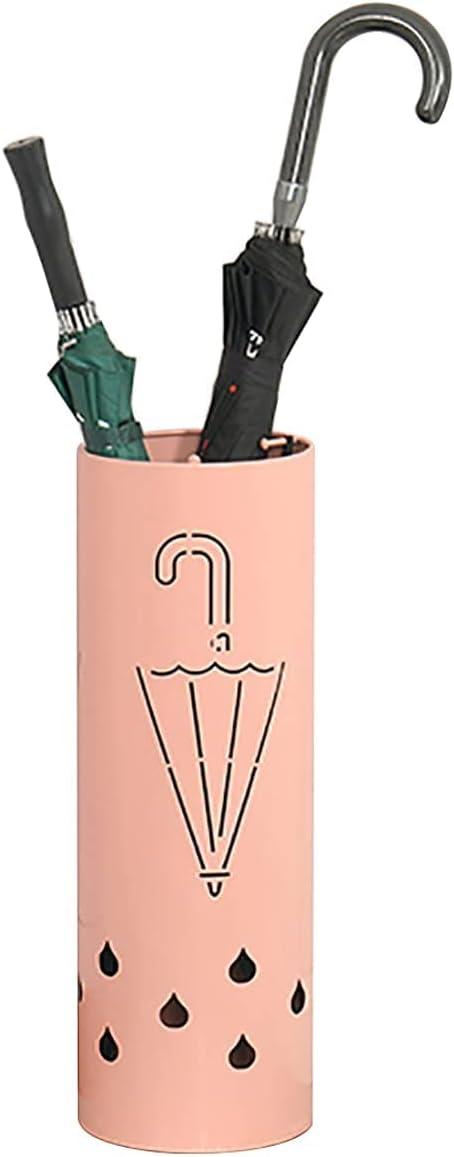 Umbrella Stands Metal, Modern Simple Umbrella Bucket, Large Capacity Walking Stick Umbrella Rack with 6 Hooks, for Hallway Indoor, 18X52Cm/Blue (White)