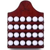 Marsui Wooden Golf Ball Display Case 24 Balls Wall Mounted Dark Brown Golf Ball Display Holder Father'S Day Collection Gifts For Enthusiasts Dad, 15.8 X 11.8 Inch