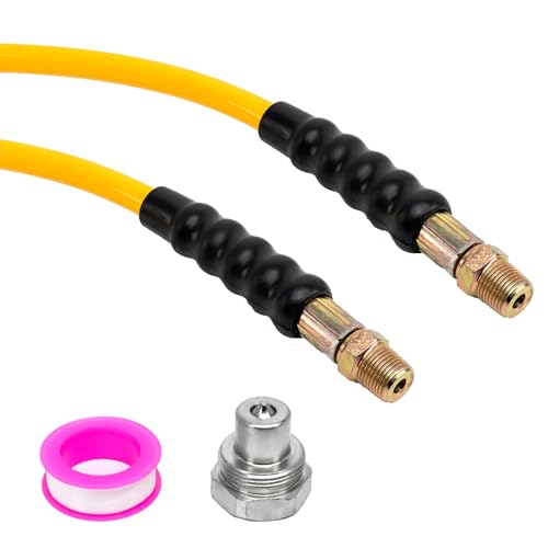 Image of 10ft High Pressure Hydraulic Hose, 3 /8 inch Thread Hydraulic Hose Assembly, 10000 psi Hydraulic Pressure Test Hose, Yellow, Length 10ft