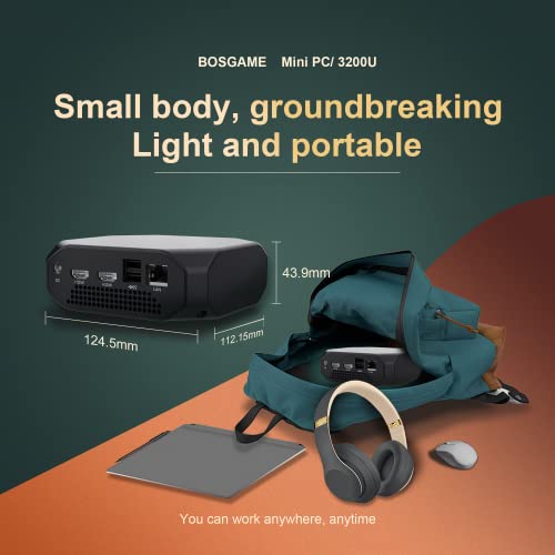 Bosgame Mini Pc Amd Ryzen 3 3200U(Up To 3.5Ghz), Mini Computers 8Gb Ddr4 Ram 256Gb Nvme Ssd, Mini Desktop Pc 4K@60Hz Dual Hdmi/Type-C/Wifi 5 /Bt 4.2 Support Win11 Pro #TOP6