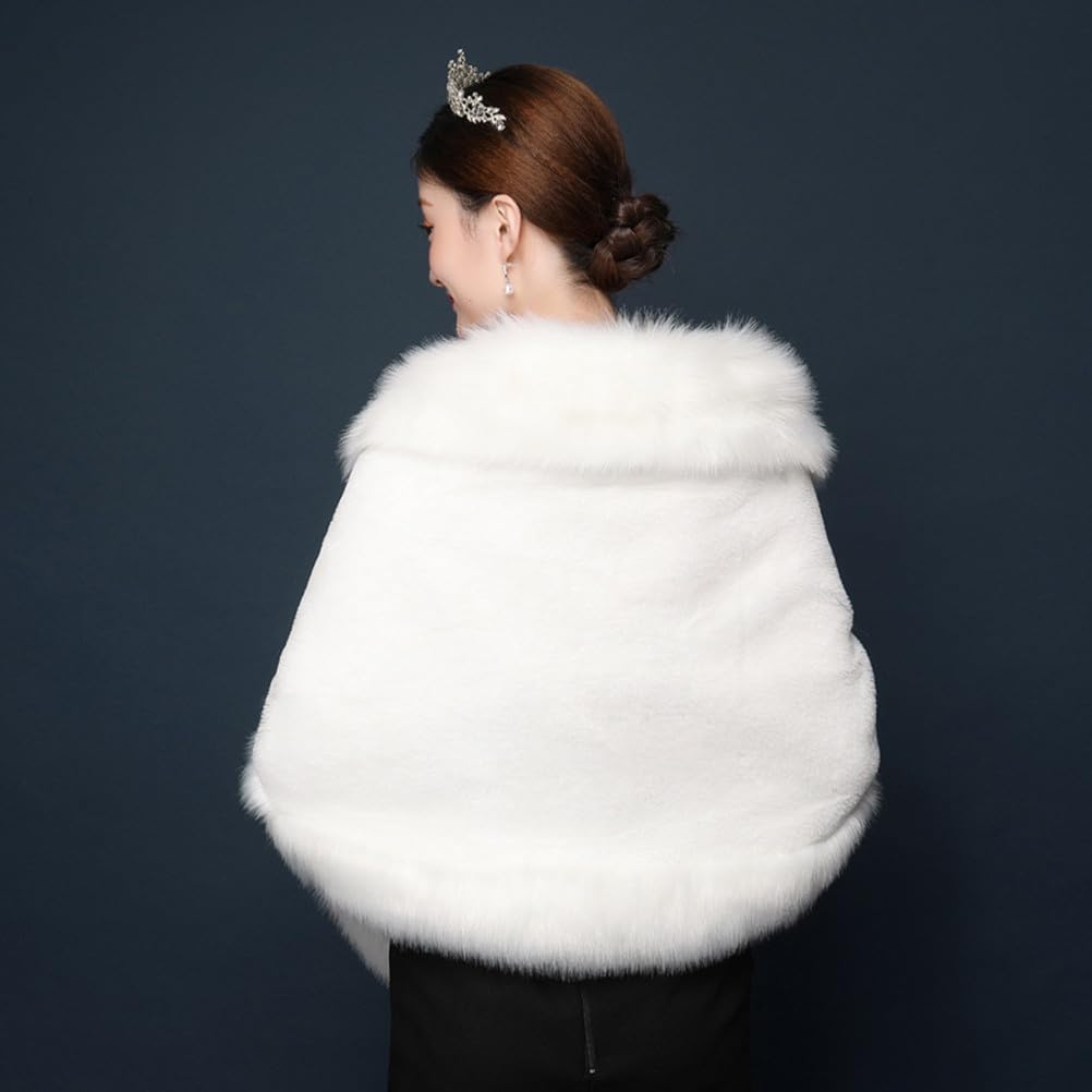 Hemobllo Robe de mariage en peluche écharpe blanche en fausse fourrure écharpe de mariée épaule cape mariage fourrure boléro toast vêtements