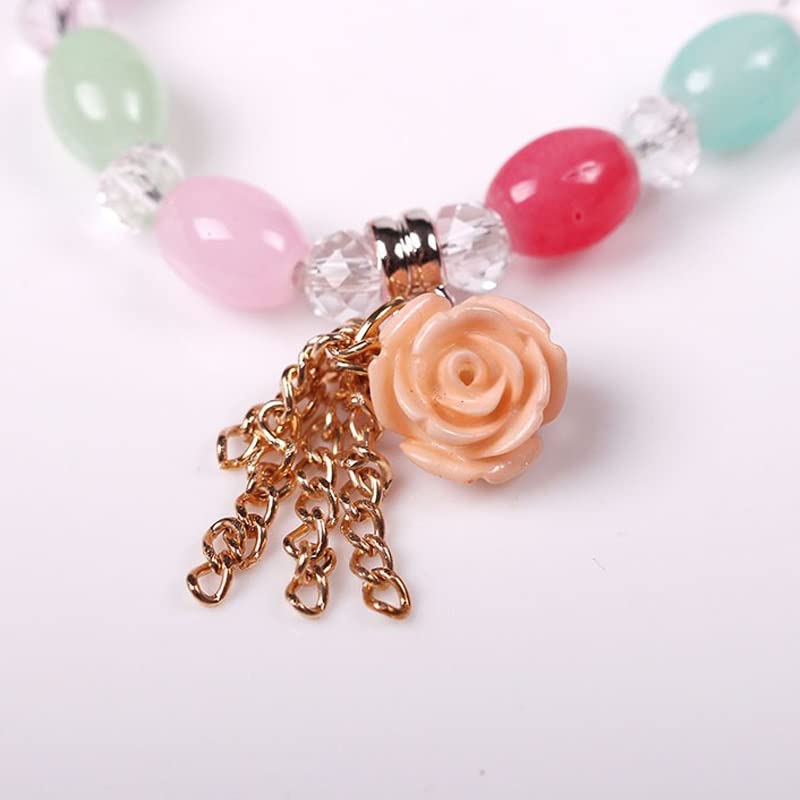 Juego de Pulseras de Cuentas de Cristal Multicapa para Mujer, Pulsera de Flores Boho para niñas (Size : 18cm)