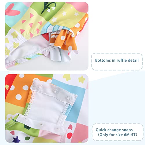 Image of Baby Girls One Piece Swimsuits Long Sleeve Rash Guard for Kids Girls UPF 50+ Sun Protection Swimshirts