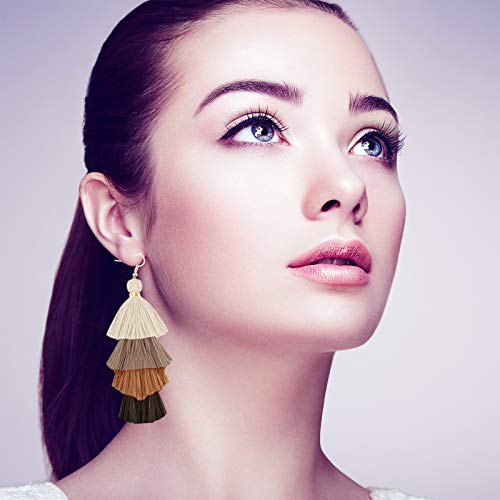 Duufin 32 Pairs Tassel Earrings Colorful Bohemian Tassel Earring Long Layered Dangle Earrings Tassel Drop Hoop Fringe Tiered Earrings For Women Girls #TOP4