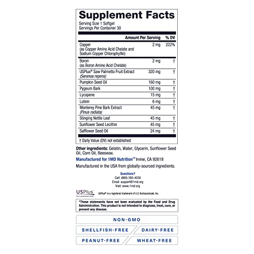 1Md Nutrition Prostatemd Saw Palmetto Prostate Support Supplement - Support For Urinary Tract And Frequent Bathroom Urges | 30 Day Supply #TOP3