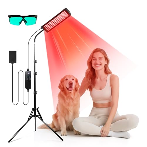 Image of Red Light Therapy for Face and Body, GMOWNW Infrared Light Therapy Lamp with Stand, 660nm Red Light and 850nm Near Infrared Light Therapy Device for Face Knee Body, Skin Care at Home