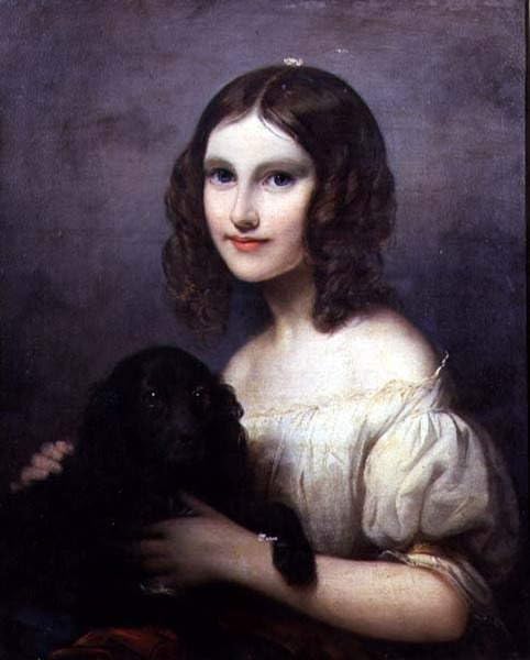 Image imprimer affiche portrait fille chien Hugues Merle toile