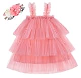 Tutu Dreams Flower Girl Tutu Dress 3 Layer Tulle Ruffles Baby Toddler Girls Princess Dresses with Fl