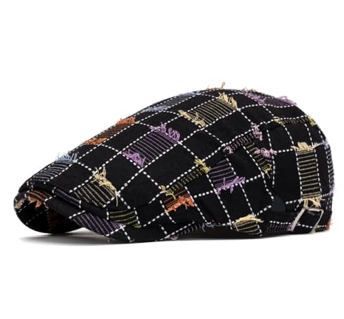 Image of Quanhaigou Unisex Denim Newsboy Hats Flat Ivy Gatsby Cabbie Driving Berets Hat Cotton Dad Cap for Men Women