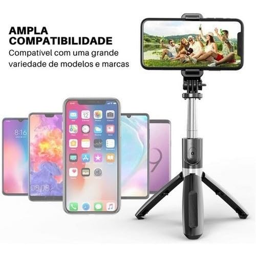 Bastão Tripé Mini 360º Bluetooth,com Controle Remoto - Suporte 3 em 1 para Celular, para Fotos e Víd