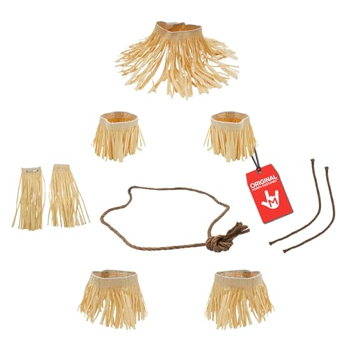 Morph Adult Scarecrow Faux Straw Kit Cuffs Neck Arms Legs Rope Belt Clips on Hat 10 Piece Halloween Costume Accessory Set DYI Decoration