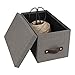 Bigso Silvia Organizational Storage Box with Leather Handle for Shelves and Stacks Easily - Durable and Decorative Storage Boxes with Lids - 5.9 in x 6.5 in x 11.6 in - Gray