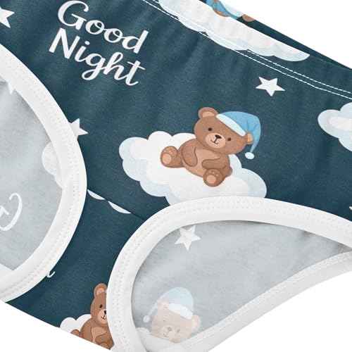 Toddler Underwear Floral 2t Cotton Panties for Girl Pattern Briefs Undies Kids Cute Brown Bears White Clouds4