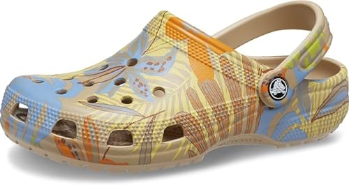 Image of Crocs Unisex-Adult Classic Graphic Clogs, Chai /Multi, 9 Men /11 Women M US