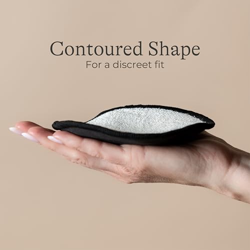 Image of Lansinoh Washable Nursing Pads, Black, Made with Organic Bamboo Viscose, Reusable Breast Pads for Breastfeeding, Includes Wash Bag, 10 Count