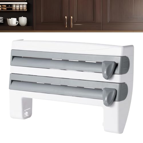 Dispensador De Film Transparente | Organizador De Rollos Alimentarios con Cortador | Organizador Reutilizable para Embalar Alimentos Enrollados Carnes Pared Restaurante Despensa