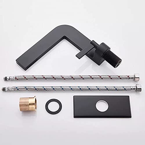 Robinet mitigeur cascade en laiton noir mat pour lavabo