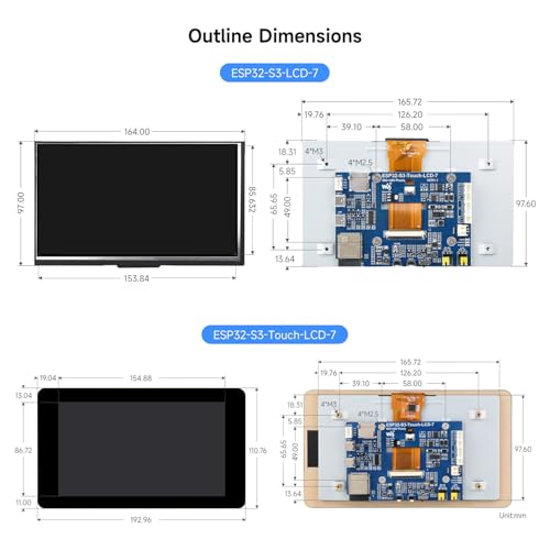 Waveshare ESP32-S3 7inch Capacitive Touch LCD Development Board, ESP32 with Display, 800×480, 5-Point Touch,Esphome/Home Assistant, Supports Wi-F & Blue-T, with Onboard an-Tenna by Waveshare - Image 8