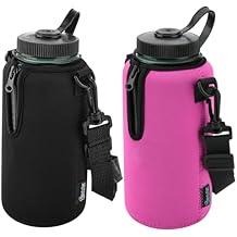 Beautyflier 2pcs غلاف من النيوبرين لزجاجات مياه Nalgene، متوافق مع زجاجات مياه Nalgene ذات الفم العريض سعة 32 أونصة، يمنع التكثيف، يعزل حامل زجاجات المشروبات لحقيبة الظهر، والمشي لمسافات طويلة، وصالة الألعاب الرياضية