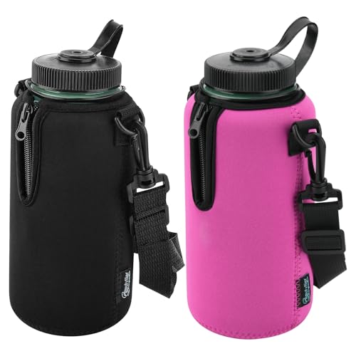 Beautyflier 2pcs Neoprene Sleeve for Nalgene Water Bottles, Compatible with Nalgene 32 oz Wide Mouth Water Bottles, Prevents Condensation, Insulates Beverages Bottle Carrier for Backpack, Hiking, Gym