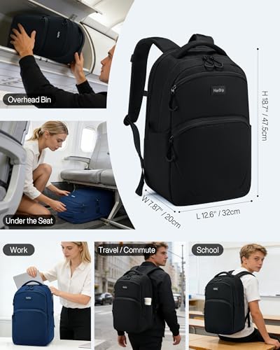 Image of HanTrip Carry On Travel Backpack for Women Men, 30L Medium Work Backpack for Commuter College Water Resistant Bookbags, Black