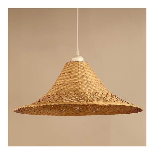 Lustre en bambou forme chapeau de paille luminaire suspendu rotin naturel