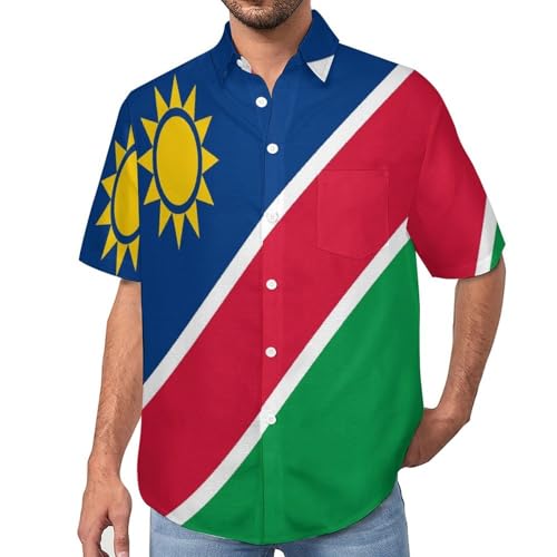 Chemise hawaïenne homme manches courtes motif Namibie coupe Aloha avec poche S-7XL