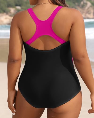 Image of Aqua Eve Plus Size Swimsuits Athletic One Piece Bathing Suit for Women Tummy Control Slimming Swimwear