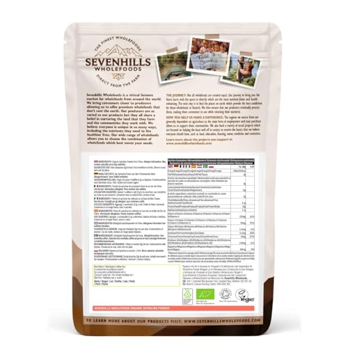 Sevenhills Wholefoods Spirulina Pulver Bio 200g - natürliche Entgiftung, Detox, verarbeitet unter strenger Qualitätskontrolle