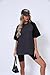 HHWXKG Oversized Short Sleeve T Shirts for Women Summer Workout Casual Tops Loose Fit Cute Basic Tees Black Dark Grey