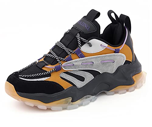 Mazino Core Fashion Chunky Sneakers For Men -Men's Athleisure Casual Shoes In (Mustard/Purple/Grey /10) #TOP7