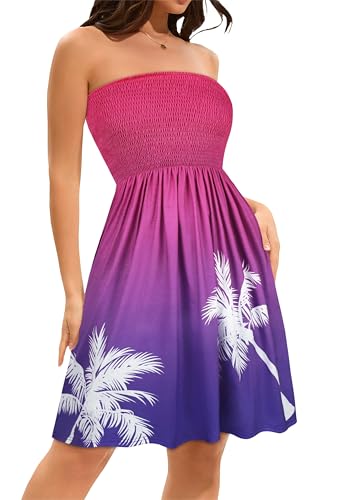 Image of elescat Summer Dresses for Women 2026 Strapless Casual Beach Cover Ups Tube Top Sundress