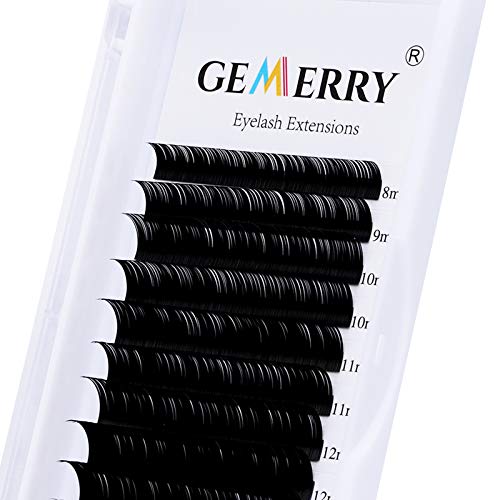 Eyelash Extensions 8-14 mm Mix Single Classic Lash Extensions GEMERRY Individual Lashes Matte Black 0.20 D Curl 8mm 9mm 10mm 11mm 12mm 13mm 14mm Silk Lashes Supplies (0.20-D, 8-14mm Mix)