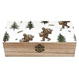 FWJZDSP Contenitore portagioie in legno con coperchio incernierato, contenitore portaoggetti per conservare i ricordi, raffigurante funghi Sasquatch