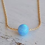  Blue Opal Ball Halskette 14k Gold gef?llt Opal Bead Halskette L?nge 41cm / 16inch + 5cm Extender