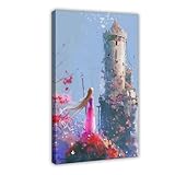 NFFBGFD Prinzessin Raiponce Impression sur toile pour chambre à coucher Décoration paysagère Cadeau 20 x 30 cm