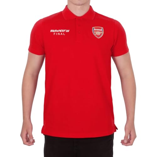 Image of Arsenal FC Mens Polo Shirt Budapest 2026 Official Football Gift Red Medium